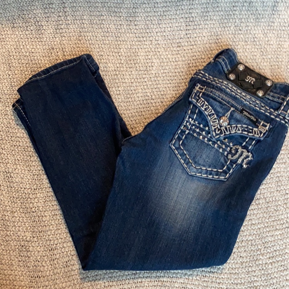 Size 26. Rhinestone Miss Me easy capri - Picture 2 of 5